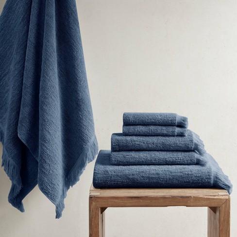 Shop Marle 100% Cotton Dobby Yarn Dyed 6 Piece Towel Set Blue, Bath Towels