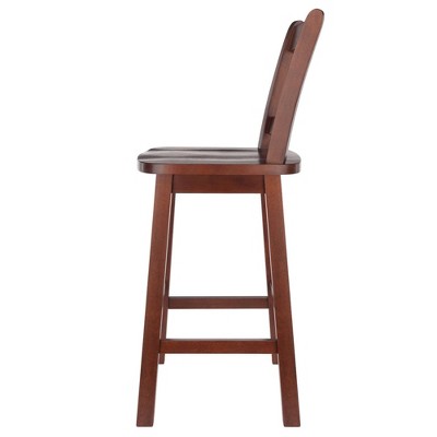 Walnut Solid Wood Swivel Seat Counter Stool, 24-Inch