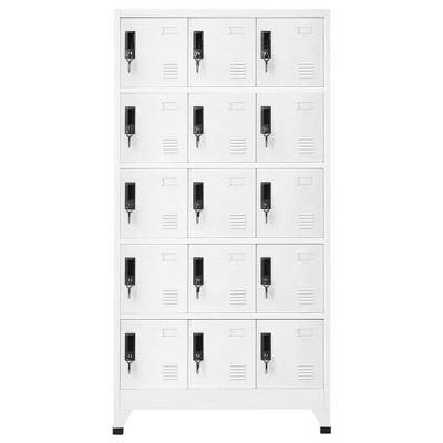 vidaXL Locker Cabinet White Steel Large Locker Cabinet Rectangular