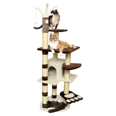 Paws & Pals Cat Scratch Tree Condo Furniture 64\ -<br> Brown and White