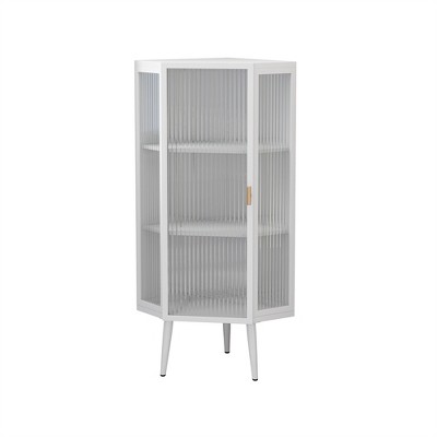 OUTSUPPLY Bathroom Storage Cabinets, Floor Coner Cabinet with Glass Doors and Shelves for Bathroom, Living Room, Bedroom