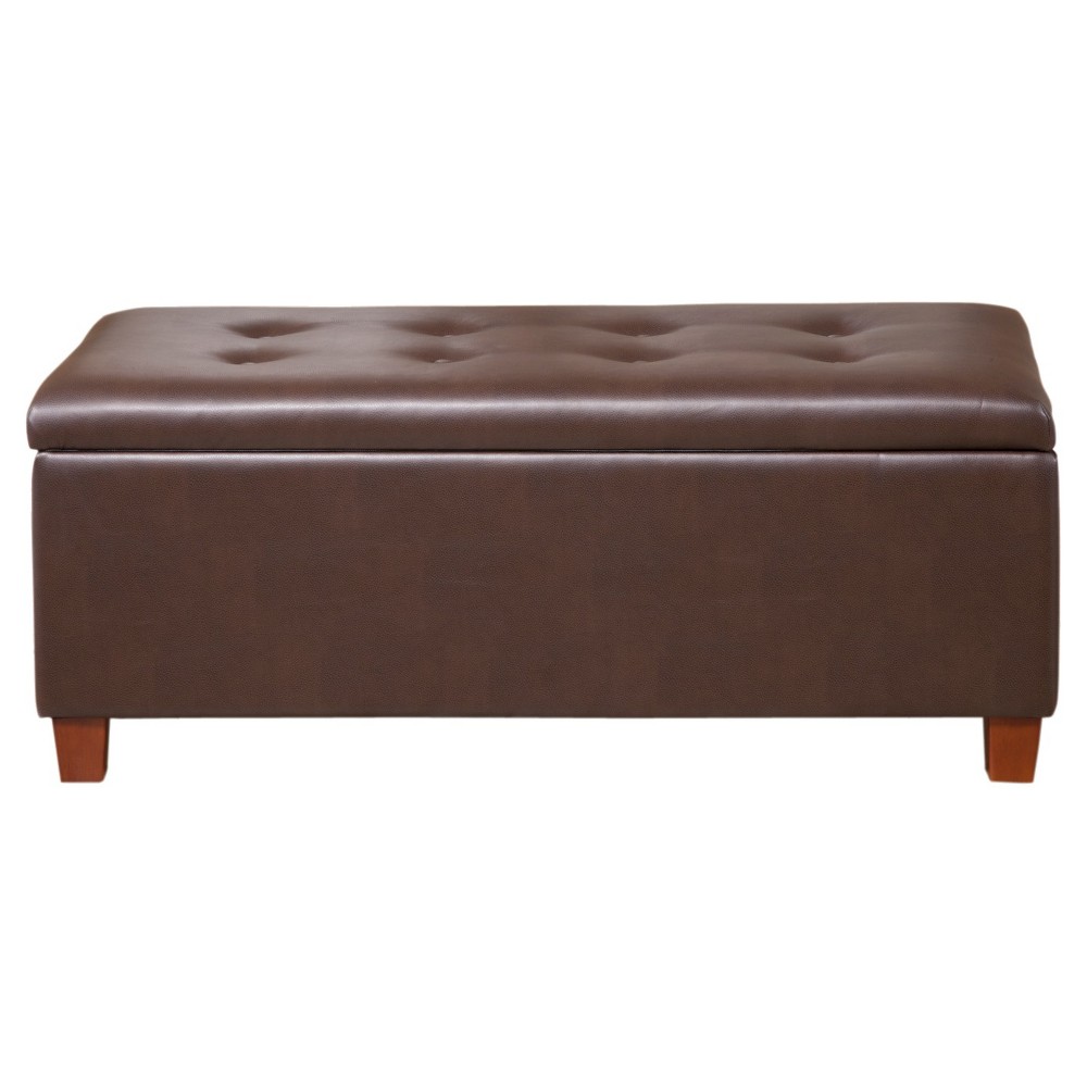 Homepop Large Faux Leather Storage Bench - Chocolate Brown was $169.99 now $127.49 (25.0% off)