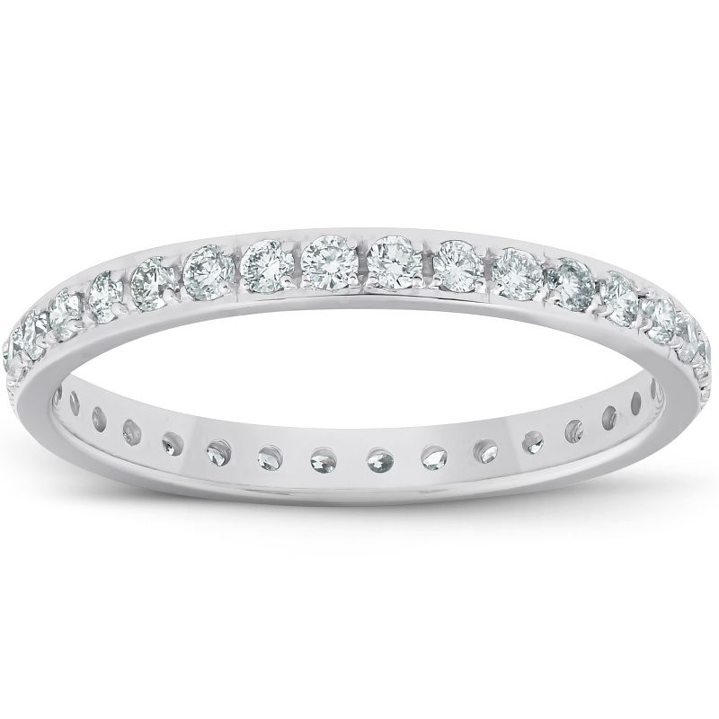 Pompeii3 1/2ct Lab Created Diamond Wedding Ring Womens Eternity Band 10k White Gold, 1 of 5