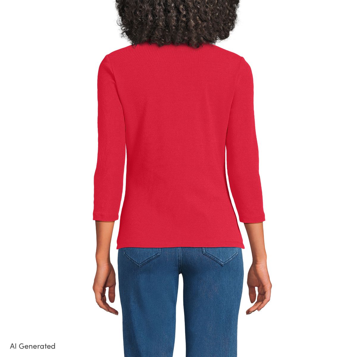 Lands' End Women's 3/4 Sleeve Polished Rib Henley Top - thumbnail 5