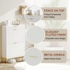 Narrow Fluted Shoe Storage Cabinet with 2 Flip Drawers, a Drawer, Modern Shoe Cabinet for Entryway, Freestanding Hidden Shoe Rack for Small Spaces - 3 of 4