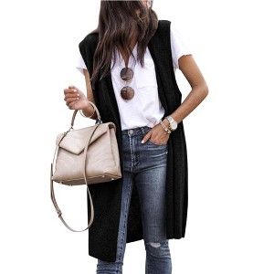 Nlife Womens Long Sweater Vests Sleeveless Open Front Cardigan Tunic Vest Long Cardigan Tops Coat for Fall Winter - 1 of 4