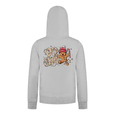 Everyday Kids Christmas Collection Oh Snap Boys Zip Up Hoodie – Funny Gingerbread Holiday Sweatshirt