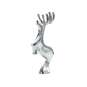 Nambé Red-Nosed Reindeer Holiday Sculpture – Christmas Tabletop Figurine by Alvaro Uribe, Polished Alloy Display, 9.5” Tall Collectible Decor - 1 of 4