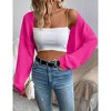 Womens Cropped Sweater Cardigan Sweater Knit Bolero Open Front Cropped Cardigan with Lantern Sleeve - 4 of 4
