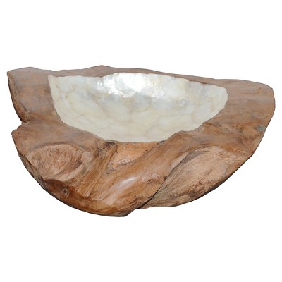 A&B Home Decorative Teak Bowl: Round Wood Centerpiece, Not for Food or Drink, 11.8" Diameter