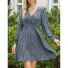 Women's Puff Long Sleeve Wrap Smocked Waist Chiffon Leopard Print Mini Dress - 2 of 4