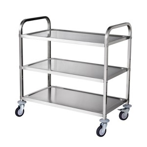 VEVOR Kitchen Utility Cart, 3 Tiers, Wire Rolling Cart with 450LBS Capacity, Steel Service Cart on Wheels, Metal Storage Trolley - 1 of 4