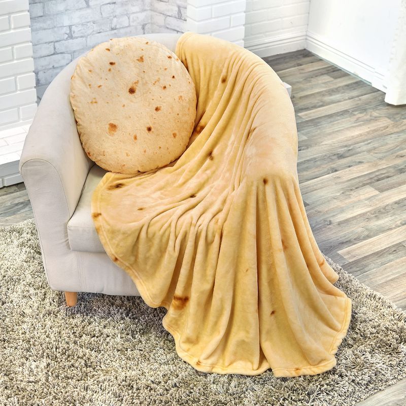 The Lakeside Collection Novelty Plush Food Accent Pillows or Throws - Throw Tortilla, 2 of 4