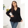 YESFASHION Women's Summer Shirt V Neck Puff Long Sleeve Blouses Ruffle flowy Shirt for Women - 2 of 4