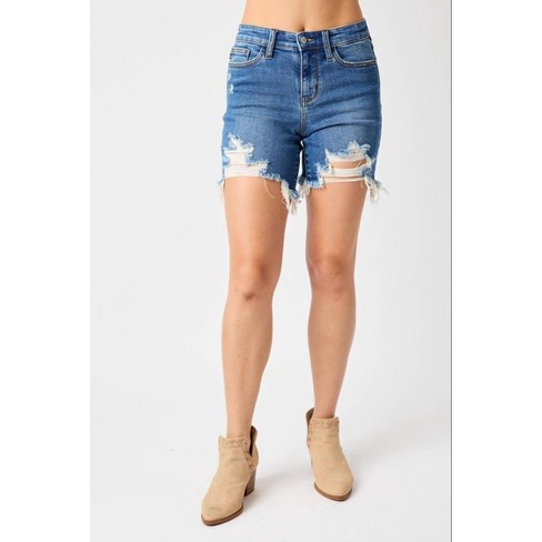 Women's Distressed Fray Hem Short - Plus - Judy Blue - image 1 of 4