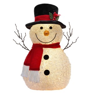 Haute Decor 17" Prelit Spun Acrylic Snowman - 1 of 4