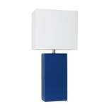 21" Monaco Avenue Modern Leather Table Lamp Blue - Elegant Designs