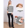 INSPIRE CHIC Women's Drop Shoulder Crew Nek Long Sleeve Color Block Knitted Tops - 2 of 4