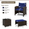 Costway 5 Piece Patio Rattan Furniture with 2 Ottomans & Tempered Glass Coffee Table Black/Off White/Navy/Red/Gray - 3 of 4