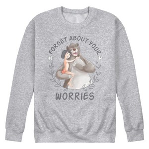 Men's - Disney - Forget About Your Worries Baloo and Mowgli Graphic Fleece Sweatshirt - 1 of 4