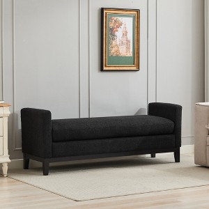 TiramisuBest 43.0" Storage Bench with Teddy Dark Green - Safety Hinge for Bedroom, Living Room, Entryway, Dark Green - 1 of 4