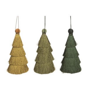 Transpac Rope Tassel Tree Ornament Set of 3 Christmas Home Decorations - 1 of 1