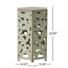 CAVINAS Set of 2 Crackle Pattern Outdoor Accent Tables, Fleur-de-lis Design Vintage Outdoor Patio Side Table, Indoor/Outdoor Patio End Tables - 2 of 4