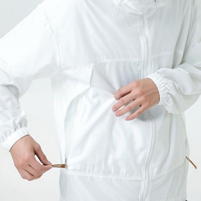 Alilang Men's Lightweight Hooded Windbreaker Jacket with Full Zip Closure Elastic Cuffs and Adjustable Hem Design - Large, White — фото 4