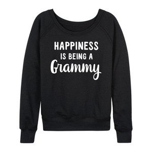 Women's - Instant Message - Happiness is Being a Grammy Lightweight French Terry Wide Neck Long Sleeve Graphic Shirt - 1 of 4