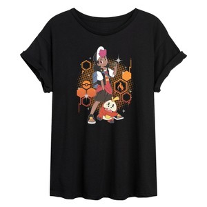 Women's - Pokémon - Horizons Roy and Fuecoco Oversized Graphic T-Shirt - 1 of 4