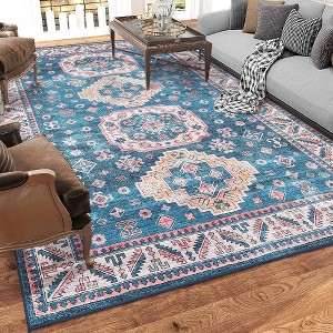Rug for Living Room Vintage Distressed Boho Area Rug Machine Washable Rug - 1 of 4