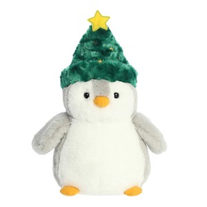 Aurora Medium Gray PomPom Penguin 12" Festive Hat Playful Stuffed Animal - 1 of 4