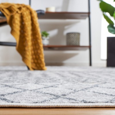 Ivory and Dark Grey Abstract Hand-knotted Square Rug