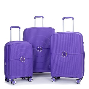 Vynxaria 3-Piece Purple Expandable Hardshell Luggage Set (20/24/28) Double Spinners TSA Lock Lightweight - 1 of 4