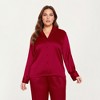 Anna-Kaci Lounge Women's PLus Size 2-Piece Satin Pajama Set with Relaxed Button Front Top and Wide-Leg Pants - 2 of 4