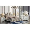 99" Queen Bed Versailles Vintage Gray PU Leather, Button Tufted - Acme Furniture: Claw & Ball Feet, Fluted Crown - 4 of 4
