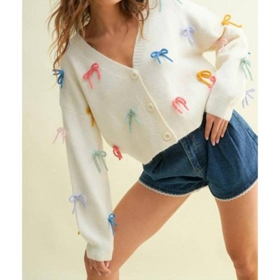 Women's Bow Beauty Cardigan - Cloud Ten