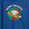 Men's - Garfield - Happy Holidays Wreath Long Sleeve Graphic T-Shirt - 2 of 4