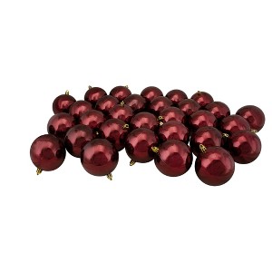 Northlight 32ct Shatterproof Shiny Christmas Ball Ornament Set 3.25" - Burgundy - 1 of 3