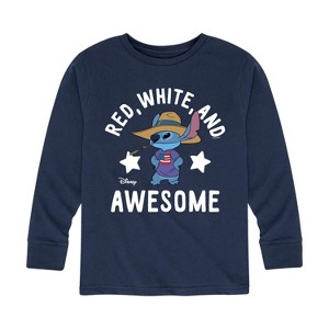 Boys' - Lilo and Stitch - Red White And Awesome Long Sleeve Graphic T-Shirt - 1 of 4