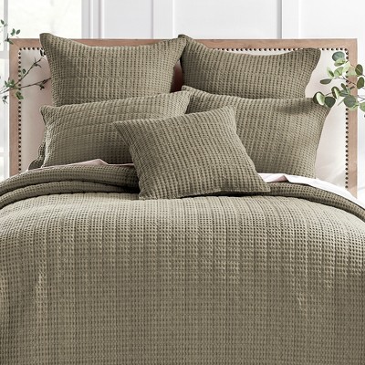 Taupe Cotton Waffle Square Decorative Pillow 20x20