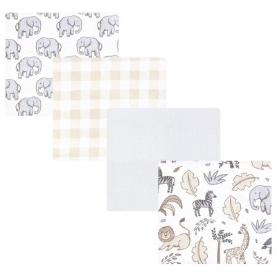 Hudson Baby Cotton Poly Flannel Receiving Blankets, Neutral Safari, One Size
