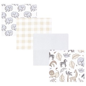 Hudson Baby Cotton Poly Flannel Receiving Blankets, Neutral Safari, One Size - 1 of 4