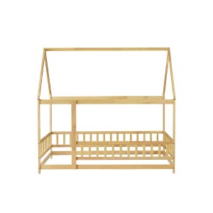 YOOCOZZ Full Size House Floor Bed with Roof and Safety Guardrails - 1 of 4
