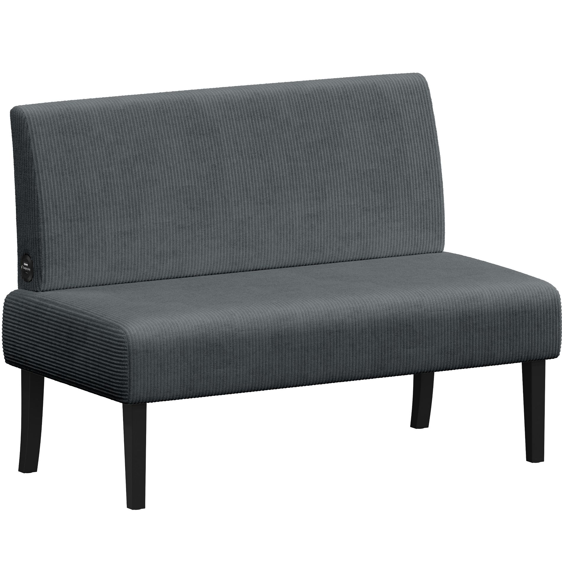 Yaheetech Armless Loveseat, Mini Sofa Seat made with Rubberwood Legs and USB Ports for Living Room, Dark gray