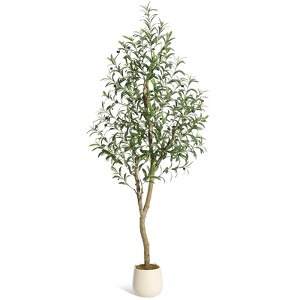 ODK Olive Trees Artificial Indoor, Faux Silk Plant, Artificial Plants with Natural Wood Trunk and Lifelike Fruits for Home Office Decor - 1 of 4