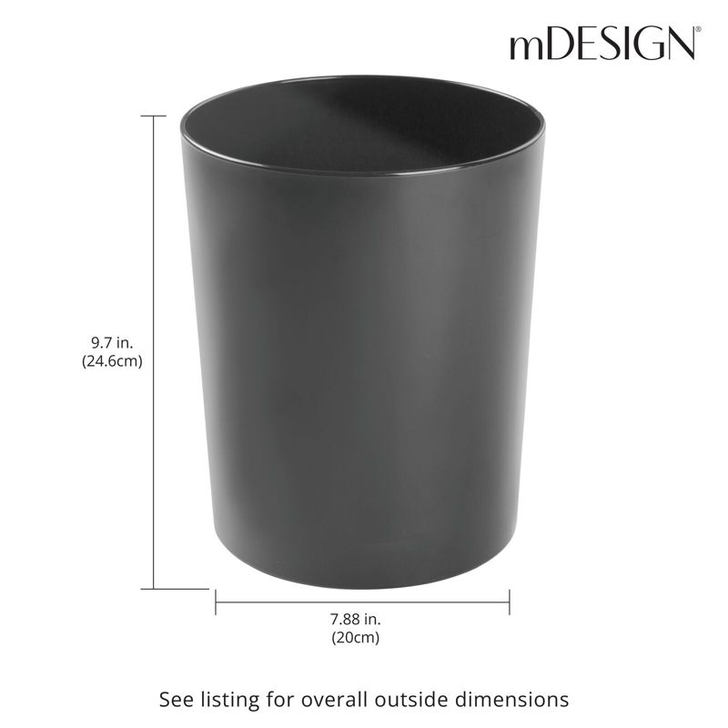 mDesign Small Round Metal 1.7 Gallon Wastebasket/Recycling Can, 3 of 5