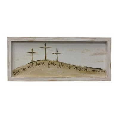 Transpac MDF/Fabric 3 Crosses Framed Printed Deco Home Decorations Easter