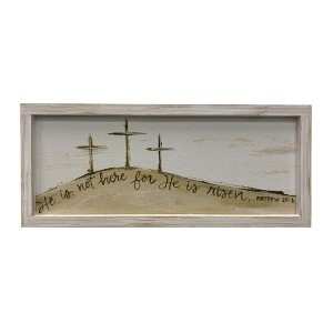 Transpac MDF/Fabric 3 Crosses Framed Printed Deco Home Decorations Easter - 1 of 1