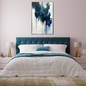 Gallery 57 24"x36" Turquoise Glimmer Abstract Hand Painted Floating Framed Wall Art Print - 1 of 4